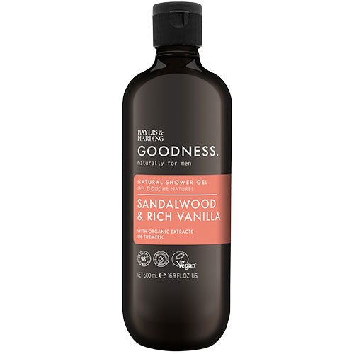 Goodness Men Sandalwood & Rich Vanilla Shower Gel fra Baylis & Harding Goodness