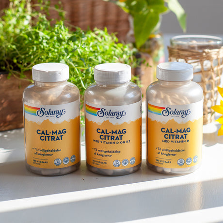 Cal-Mag Citrat med Vitamin D + K2 fra Solaray