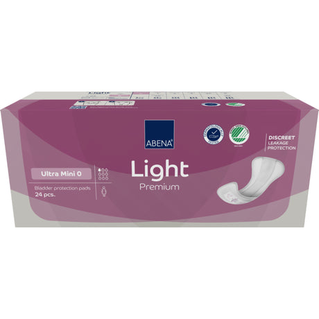 Light, Ultra Mini 0 Kroppsformet inkontinensbeskyttelse med silikonpapir, Premium fra Abena