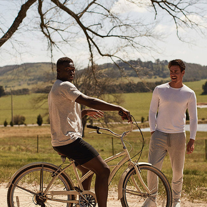 Boody Men´s Long Sleeve Crew Neck T-shirt Hvid | Str. L fra Boody