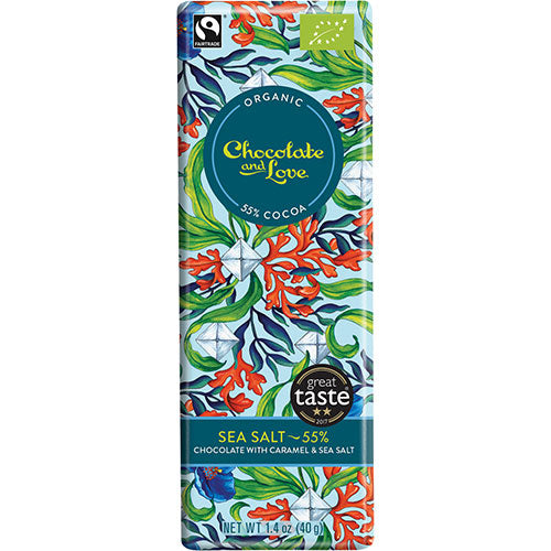 Sjokolade Sea Salt & Caramel 55% Øko fra fra Chocolate and Love