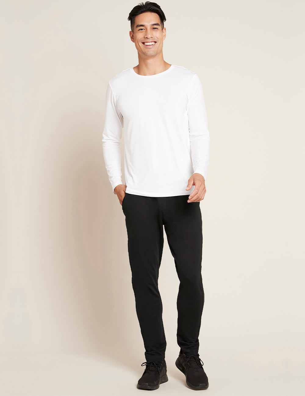Boody Men´s Long Sleeve Crew Neck T-shirt Hvid | Str. L fra Boody