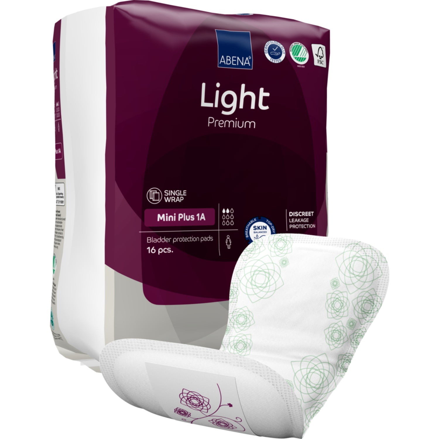 Light Mini Plus 1A Kroppsformet Inkontinensbeskyttelse med teip, Premium fra Abena