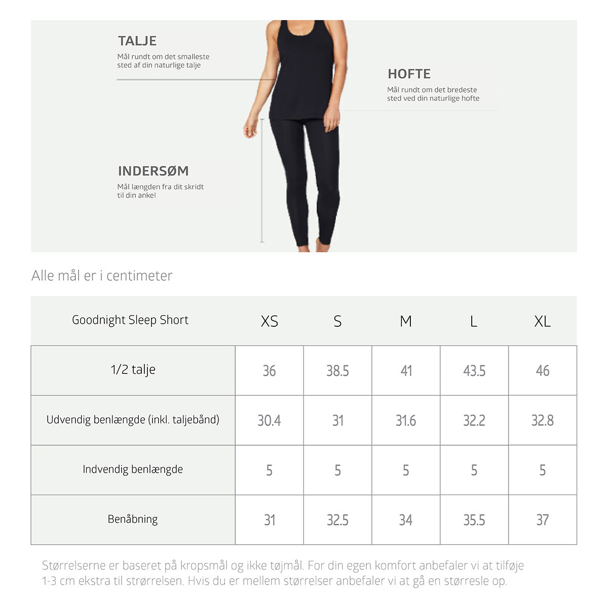 Boody Goodnight Sleep Shorts Sort | Str. S fra Boody