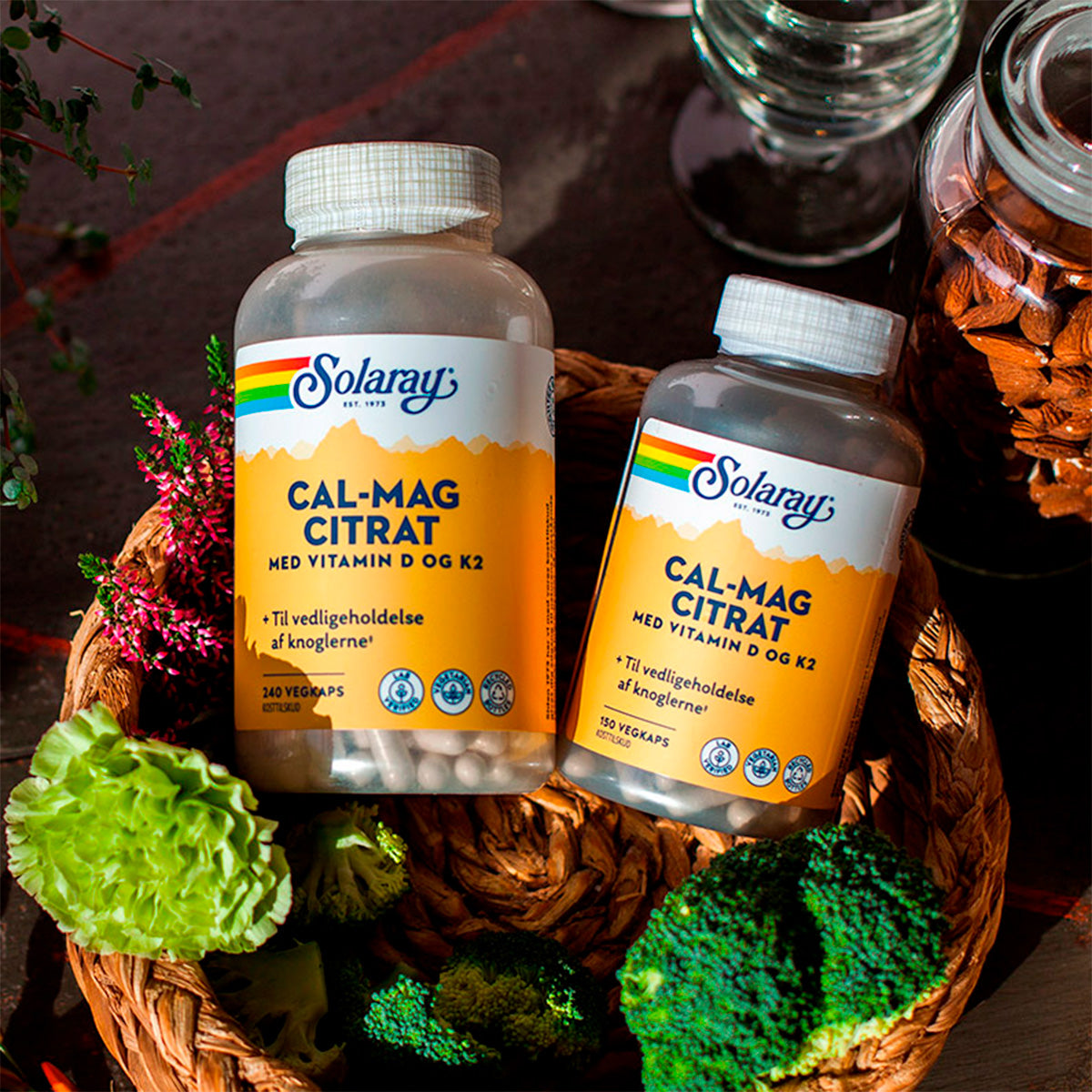 Cal-Mag Citrat med Vitamin D + K2 fra Solaray