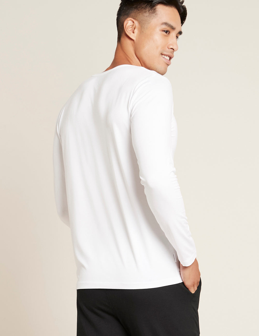 Boody Men´s Long Sleeve Crew Neck T-shirt Hvid | Str. L fra Boody