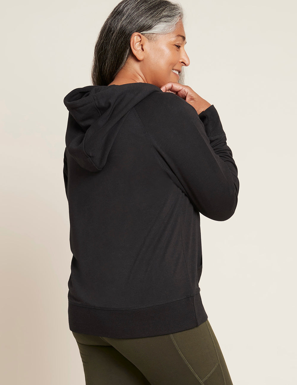 Boody Women´s Weekend Zip-up Hoodie Sort | Str. S fra Boody