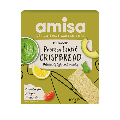 Amisa Knekkebrød Protein Med Linser Glutenfri Øko fra Amisa