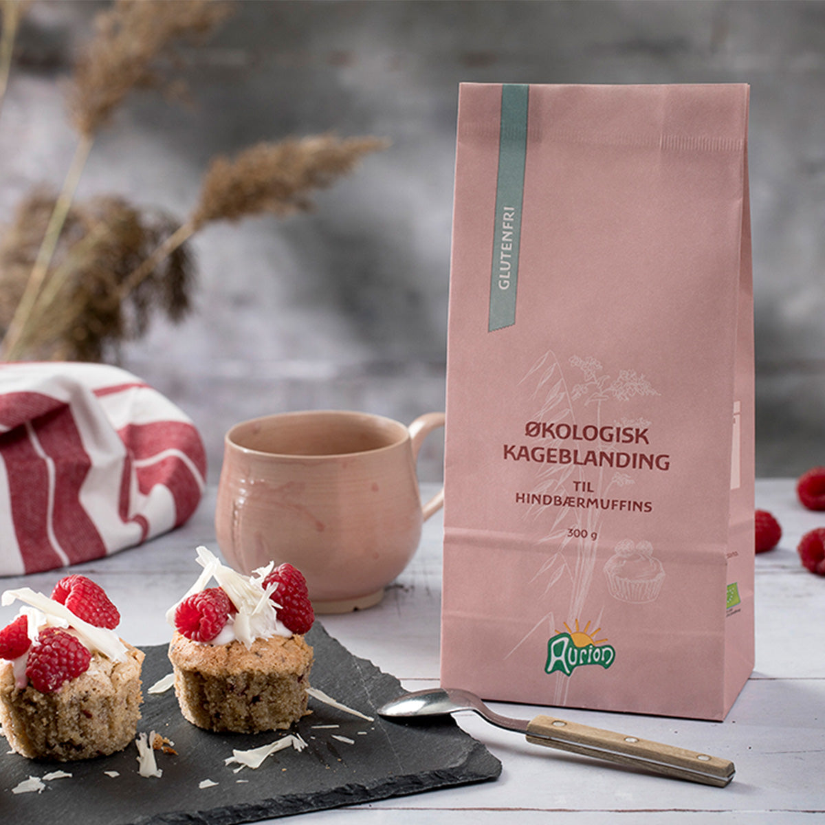 Bringebærmuffinsblanding Øko - Glutenfri fra Aurion