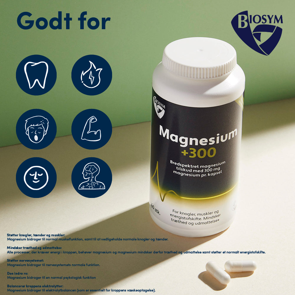 Biosym Magnesium +300 | 60 kapsler fra Biosym