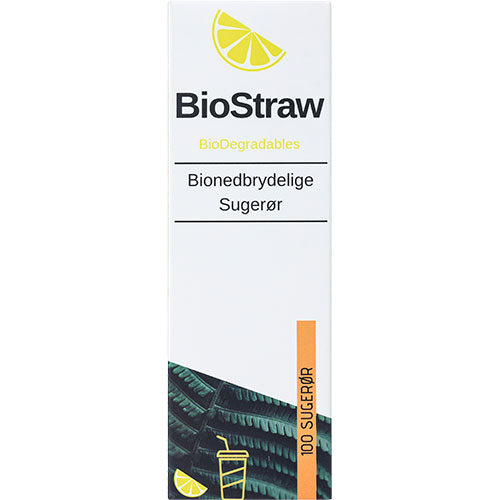 Bionedbrytbare Sugerør 100 Stk fra Biostraw