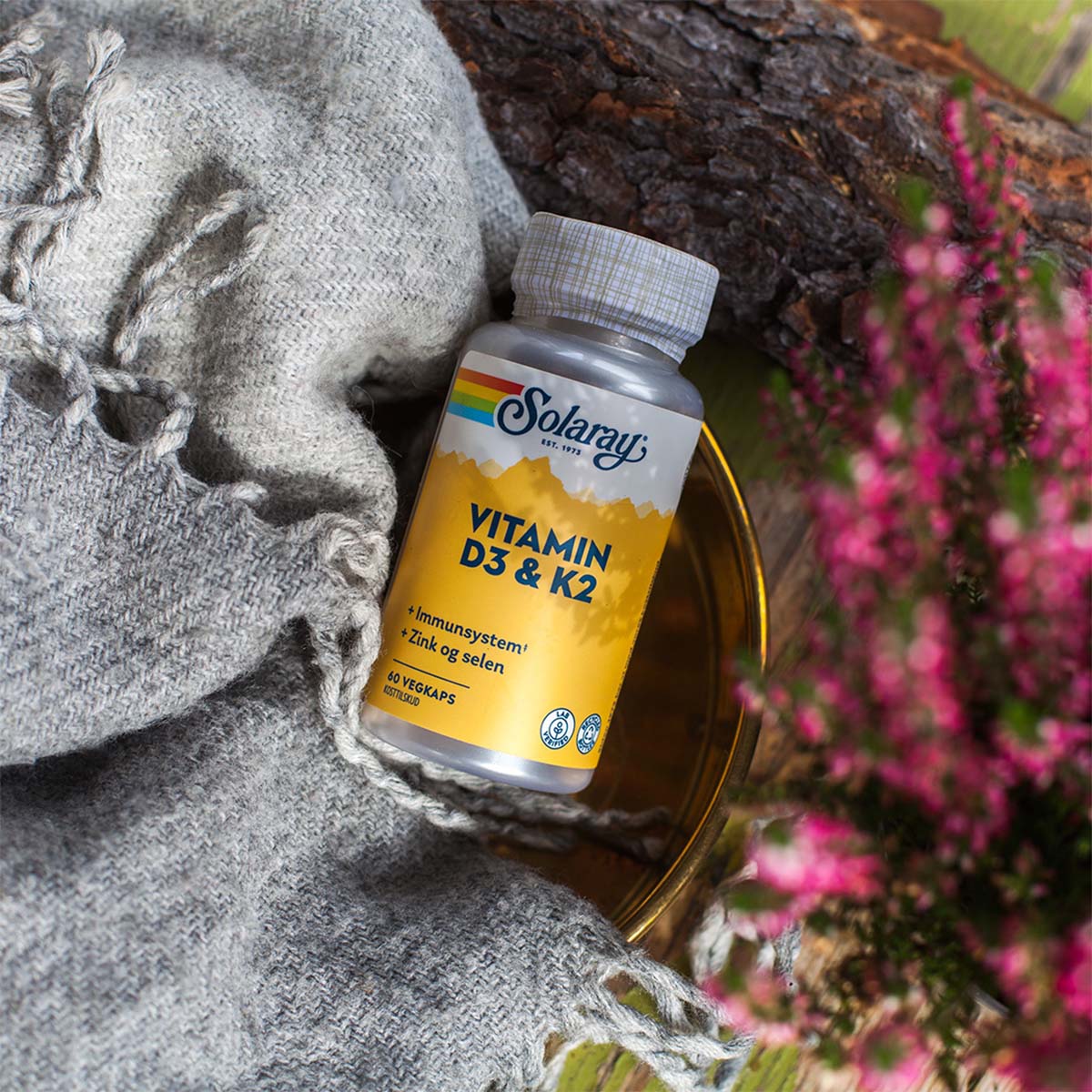 Solaray Vitamin D3 & K2 | 60 kapsler fra Solaray