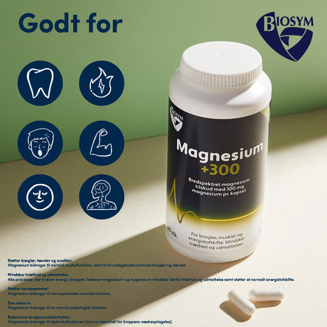 Biosym Magnesium +300 | 250 kapsler fra Biosym