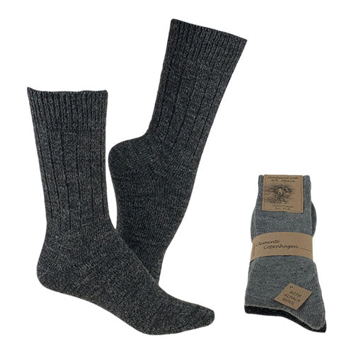 Alpakka Ullsokker Koksgrå & Grå Tynne 2-pakk fra Clemente