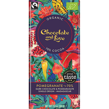 Sjokolade Granateple 70% Øko fra fra Chocolate and Love
