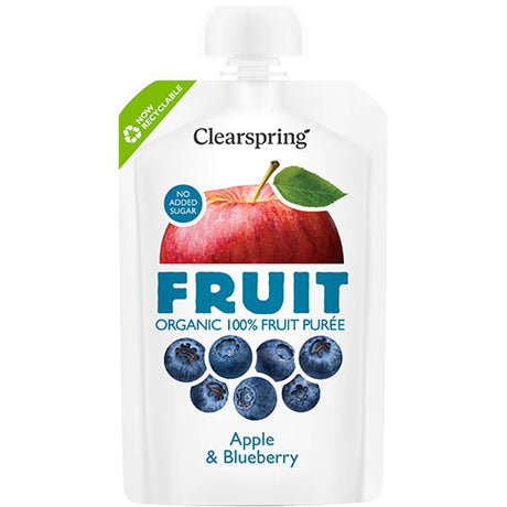 Clearspring Æble & Blåbær Frugtpuré Ø | 100 gr fra Clearspring
