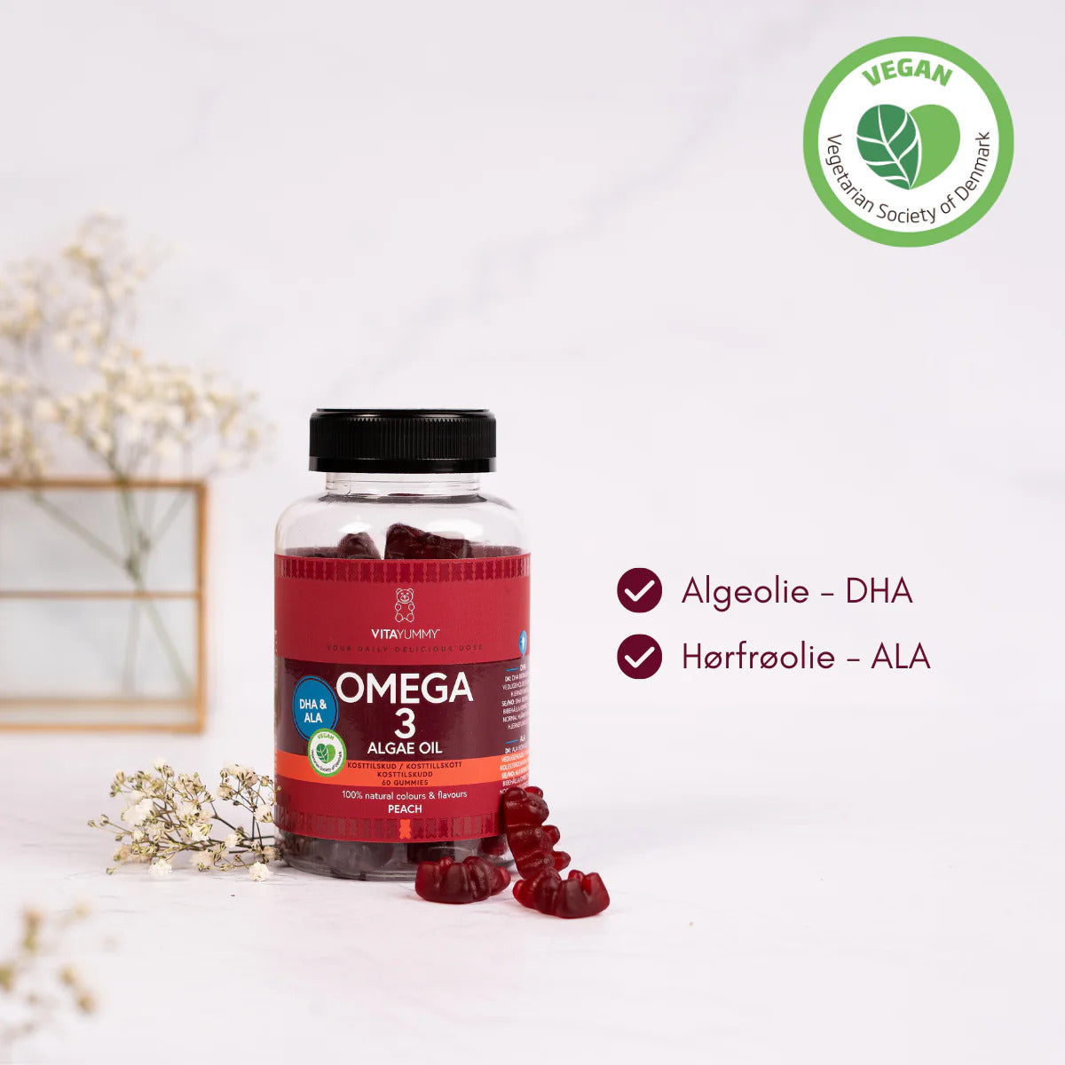 VitaYummy Omega 3 Peach | 60 vingummi fra VitaYummy