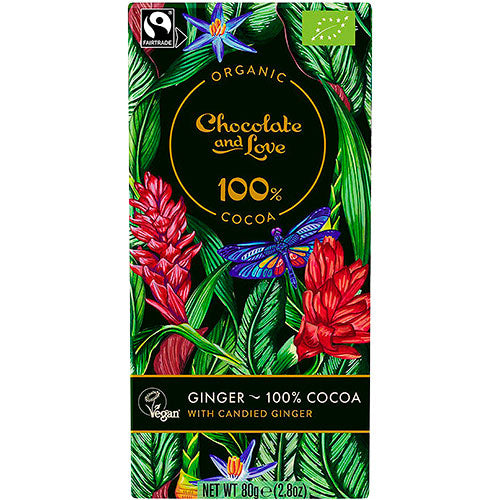 Sjokolade 100% Kakao med Kandisert Ingefær Øko