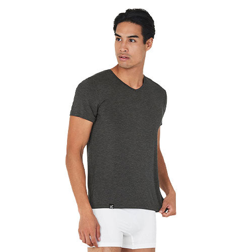 Boody Men´s V-neck T-shirt Dark Marl | Str. M fra Boody