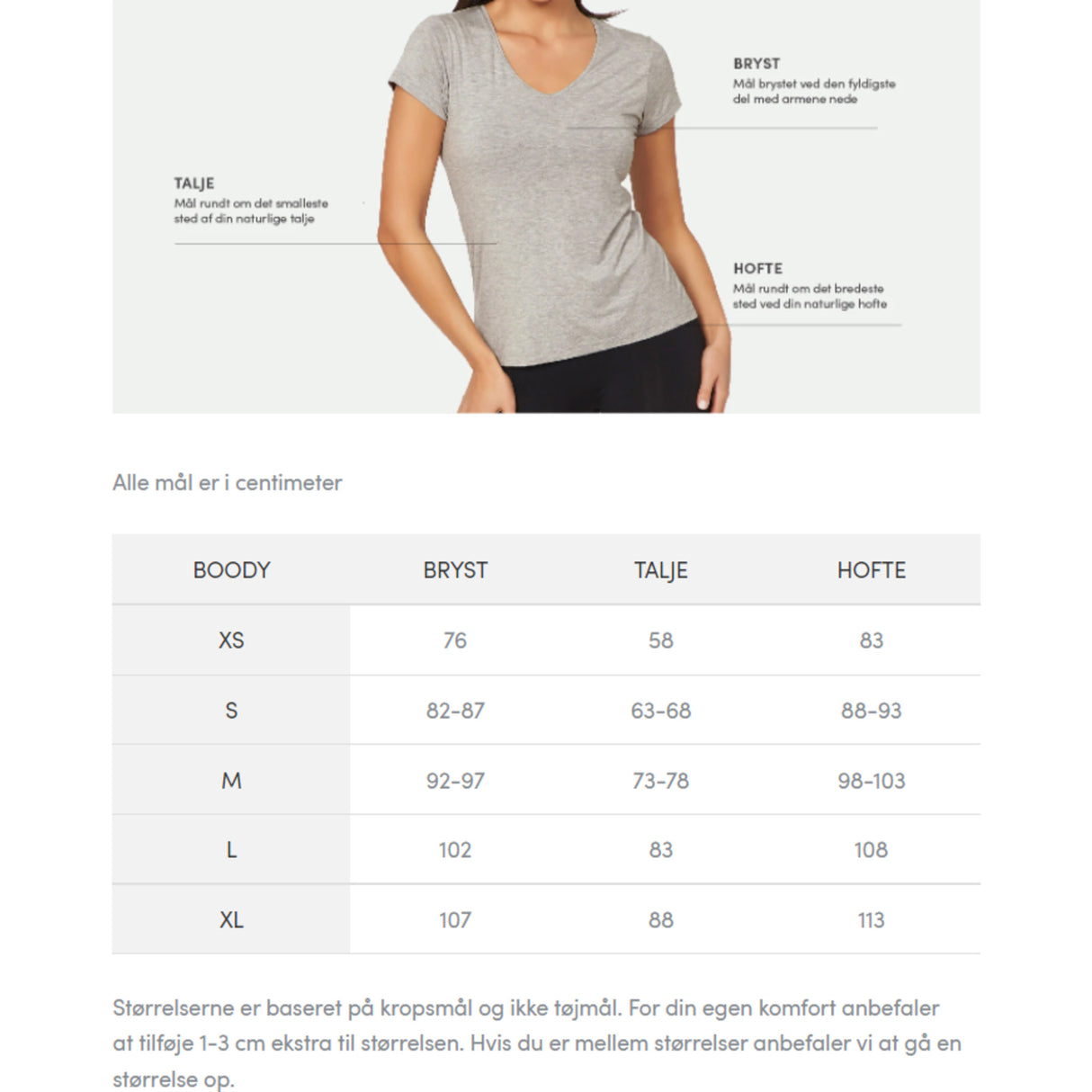 Boody Women´s V-neck T-shirt Sort | Str. L fra Boody