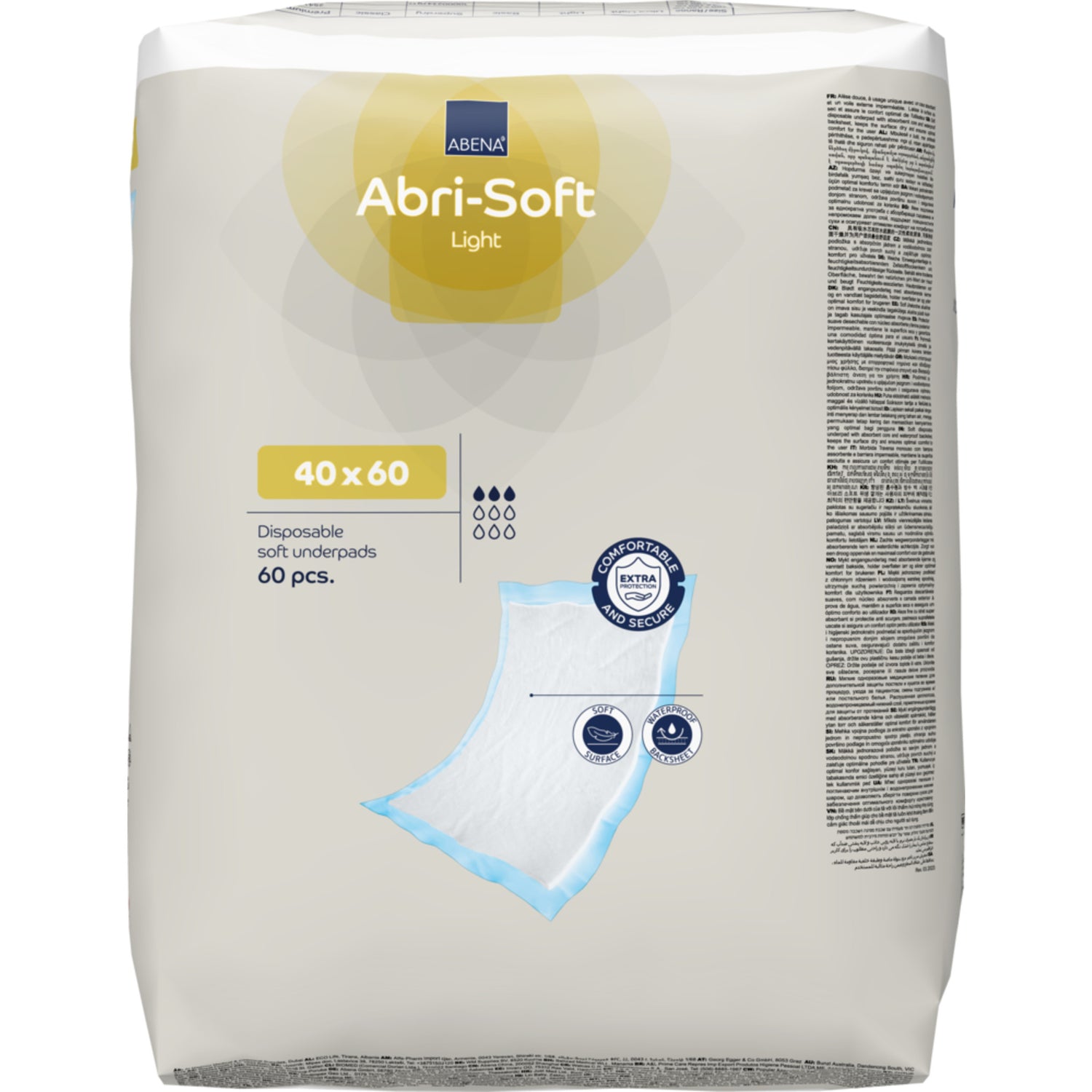 Abri-Soft Light Underlag, 60x40 cm, lyseblå, fluff/nonwoven/PE fra Abena