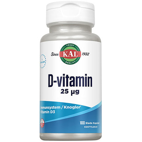 Kal D-vitamin 25 Mcg | 100 kapsler fra Kal