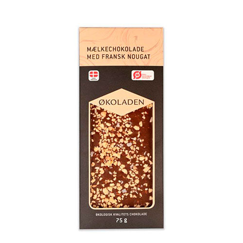 Melkesjokolade M. Fransk Nougat Øko fra Økoladen