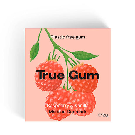 Tyggegummi Bringebær & Vanilje fra True Gum
