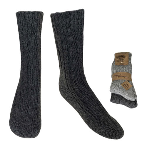 Alpakka Ullsokker Koksgrå & Grå Tykke 2-pakk fra Clemente