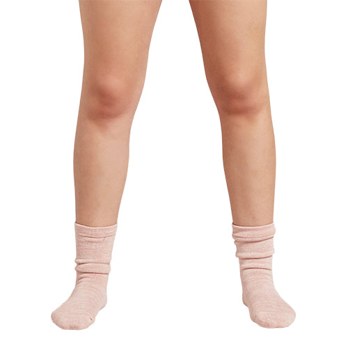 Boody Women´s Chunky Bed Sock | Dusty Pink/hvid Space Dye fra Boody
