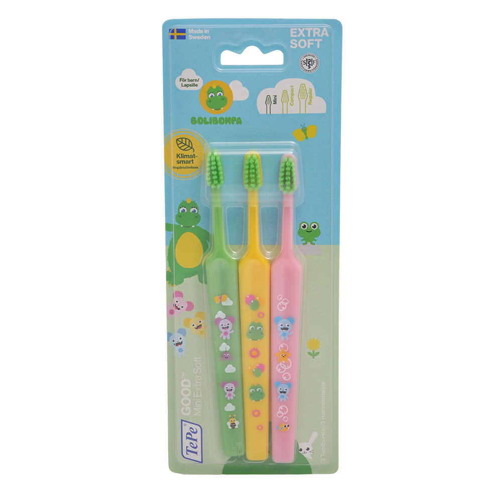 Good Barnetannbørster 0-3 år Mini Extra Soft fra TePe