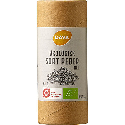 Økologisk sort pepper, hel fra DAVA