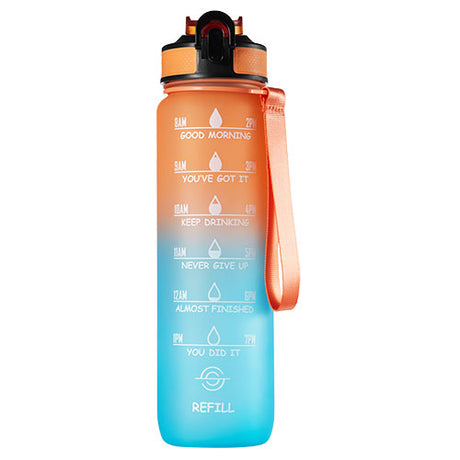 Motivasjonsflaske 1 Liter Oransje/Grønn fra Motivational Bottle