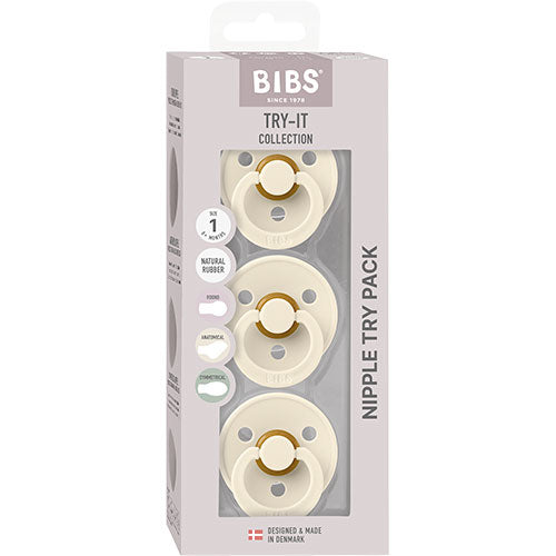 BIBS Try-it Colour Size 1 Ivory 3 PACK fra BIBS