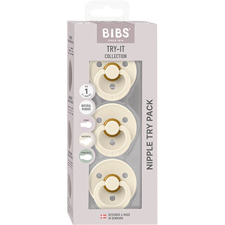 BIBS Try-it Colour Size 1 Ivory 3 PACK fra BIBS