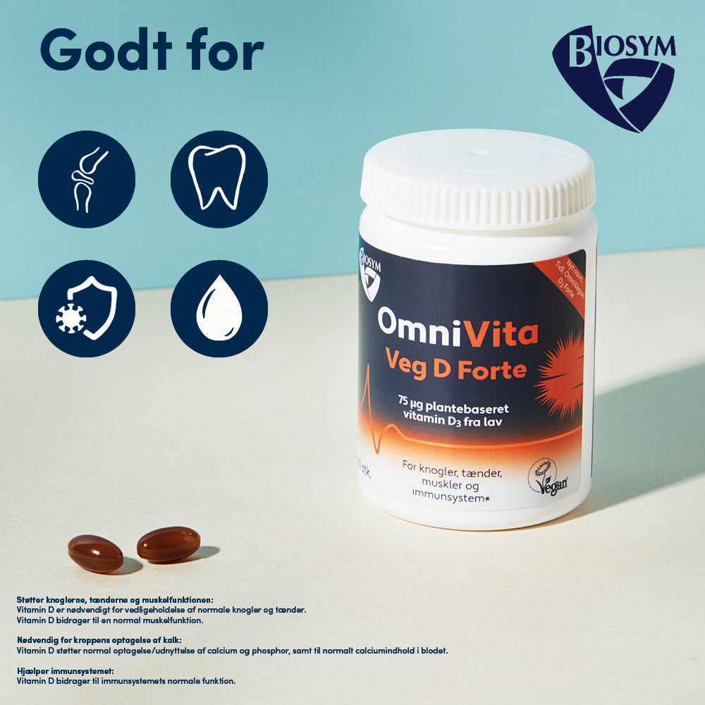 Biosym Omnivita Veg D Forte | 60 kapsler fra Biosym