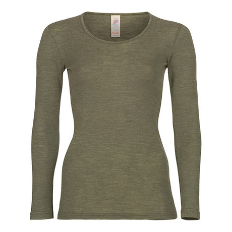 Engel Natur Langærmet Bluse, Uld/silke, Olive | Str. 42/44 fra Engel Natur