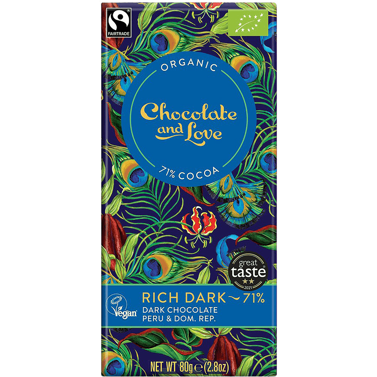 Chocolate and Love Sjokolade Rich Dark 71% Økologisk fra | 80 g