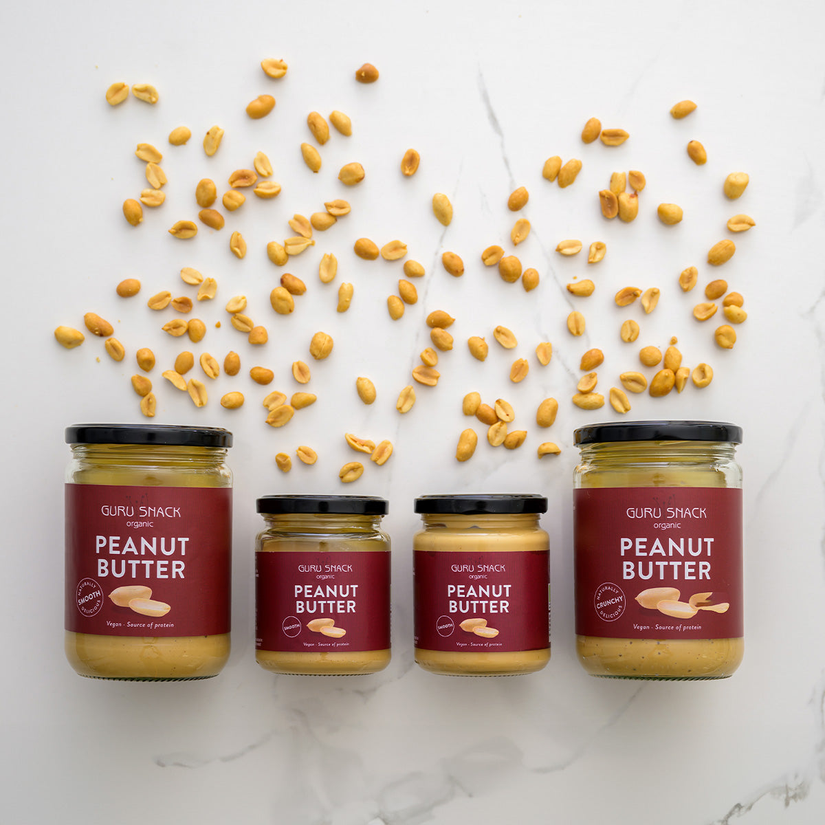 Peanøttsmør Crunchy Øko fra Guru Snack