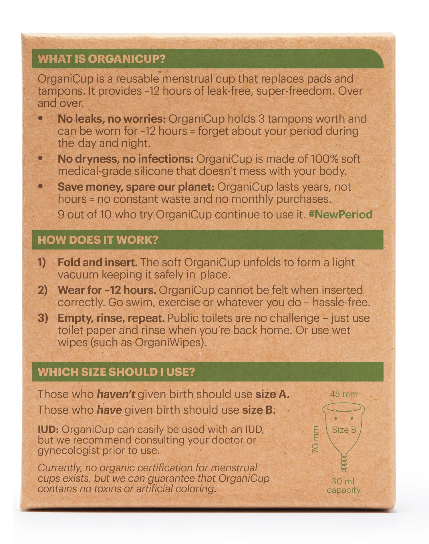 OrganiCup Menskopp Model B fra AllMatters