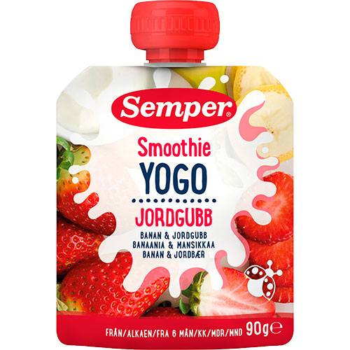 YOGO Smoothie med banan og jordbær fra 6 mnd. fra Semper