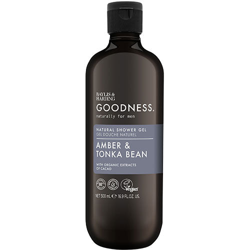Goodness Men Amber & Tonka Bean Shower Gel fra Baylis & Harding Goodness
