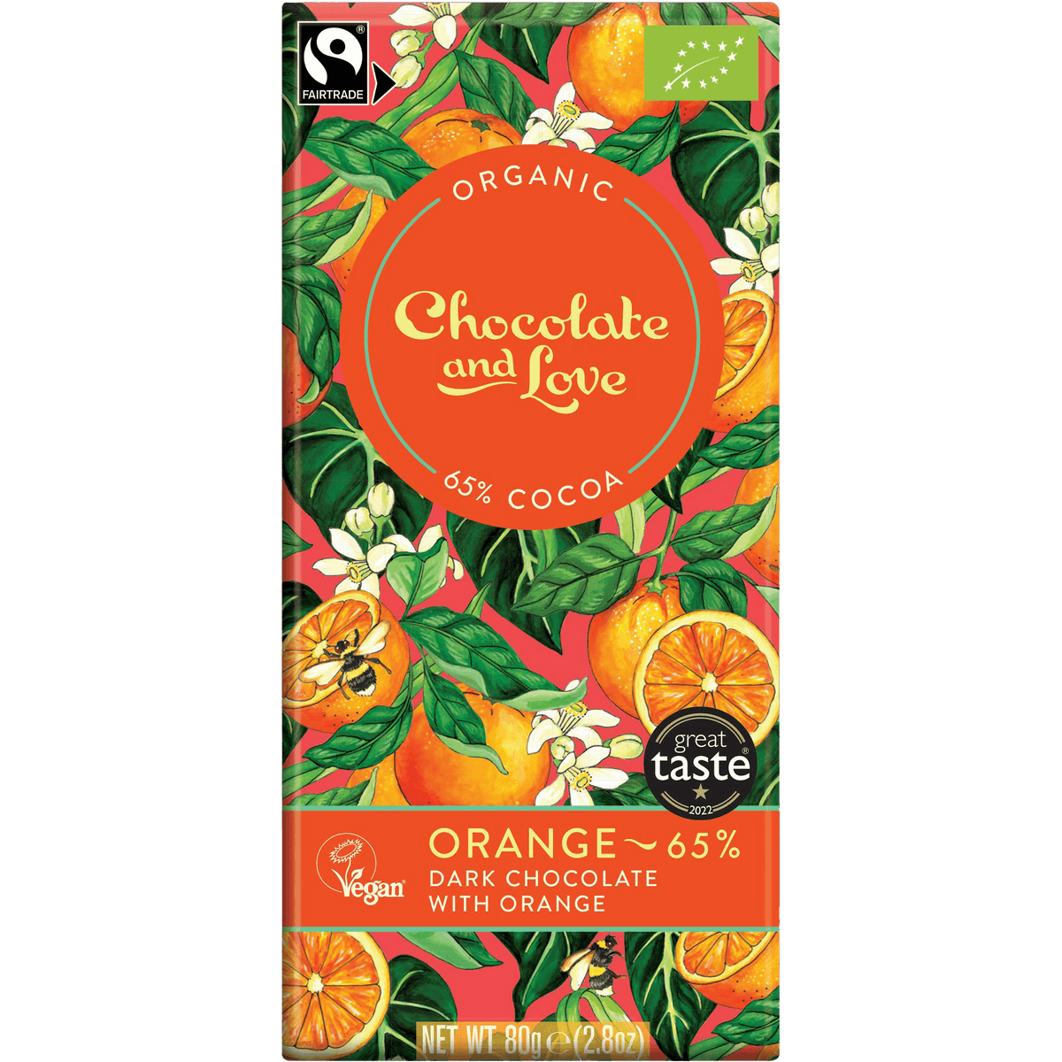 Chocolate and Love Sjokolade Orange 65% Økologisk fra | 80 g