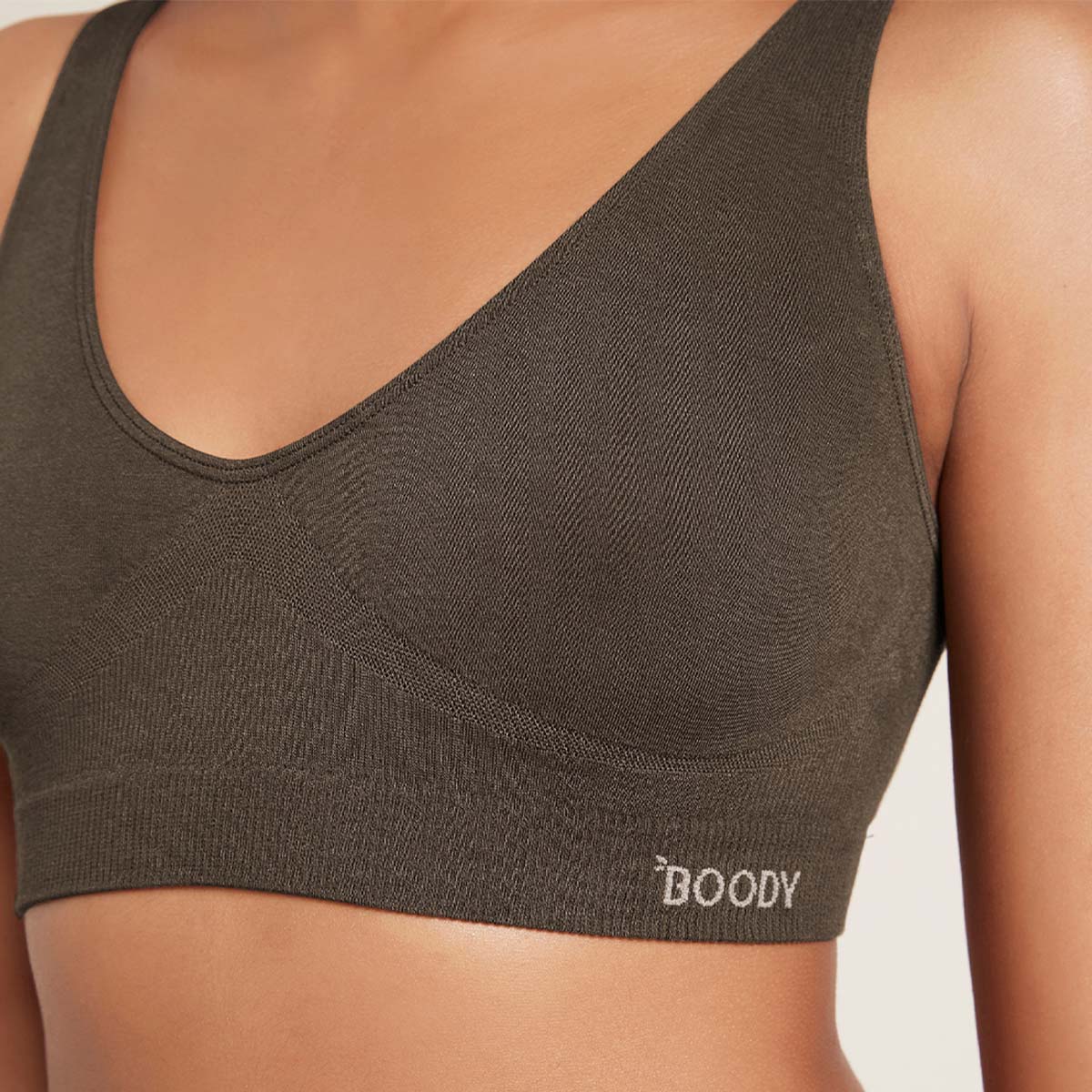 Boody Shaper Crop Bra Dark Olive | Str. M fra Boody