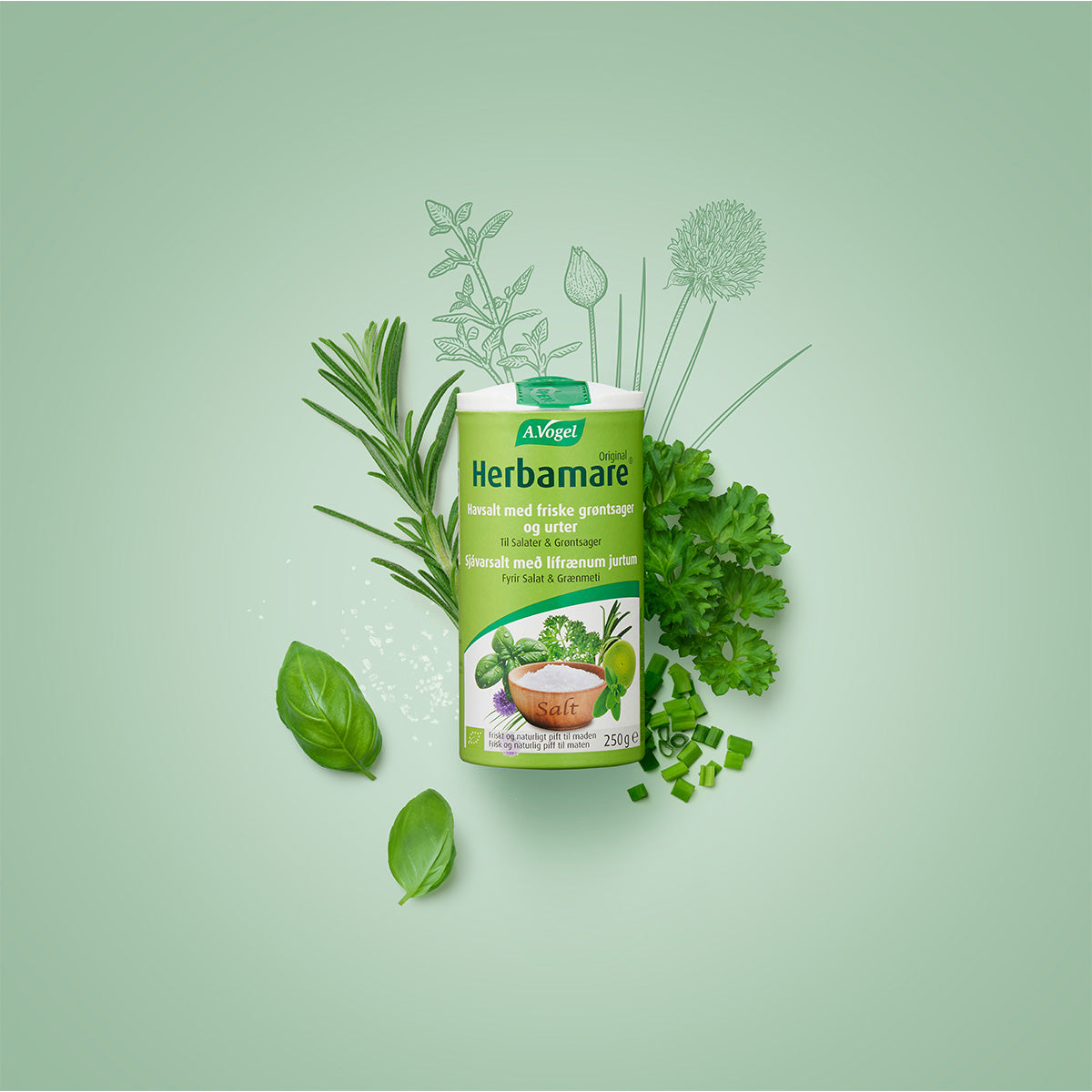 A.Vogel Herbamare (grøn) Ø Havsalt | 250 GR fra A.Vogel