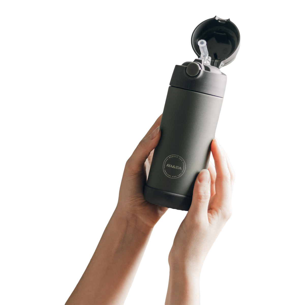 Barneflaske med sugerør - Tropisk Grønn fra AYA&IDA