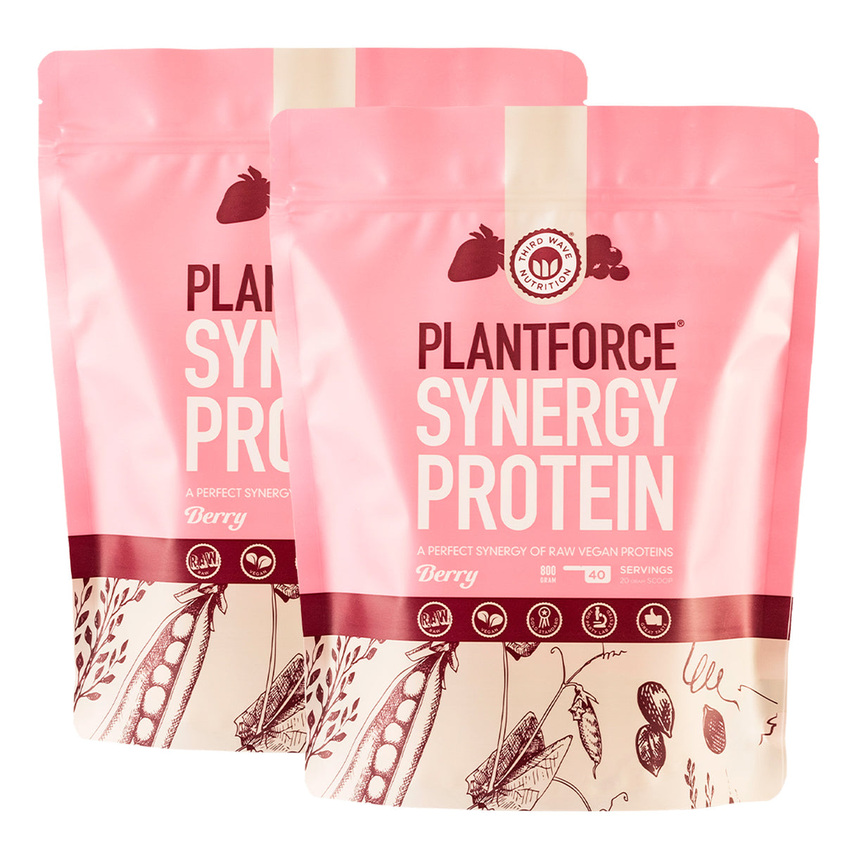 Plantforce Vegansk Proteinpulver Bær | 2 x 800 g