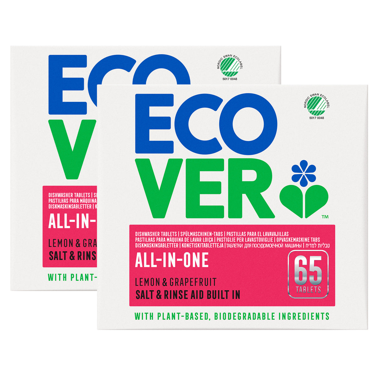 Ecover All In One Oppvaske tabletter | 2 x 65 tabletter