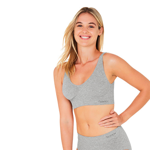 Boody Padded Shaper Crop Bra Lysegrå | Str. S fra Boody