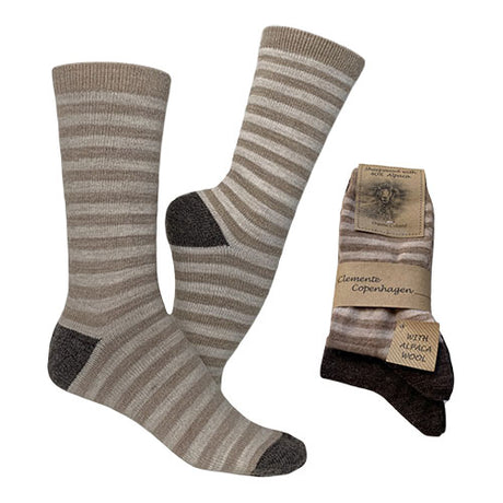 Alpakka Ullsokker Stripete & Brun 2-pakk fra Clemente